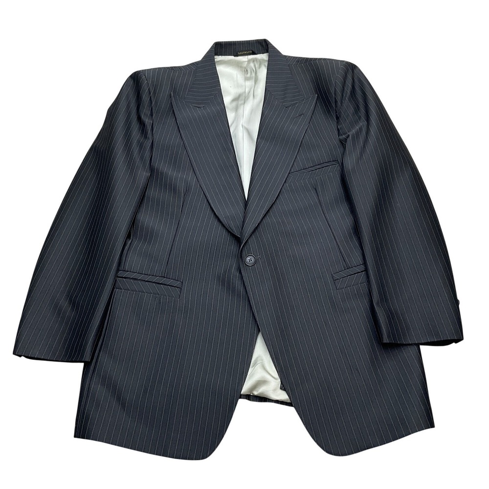 Phillips Blazer Men 44R Black White Pinstripe Peak Classic Career Jacket VTG